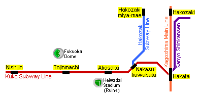 Subway map to Fukuoka Dome