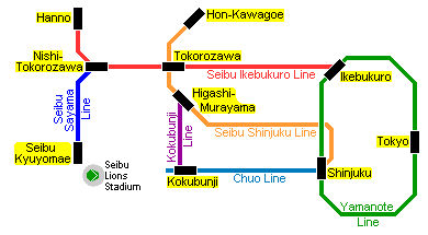Subway map to Seibu Lions Stadium